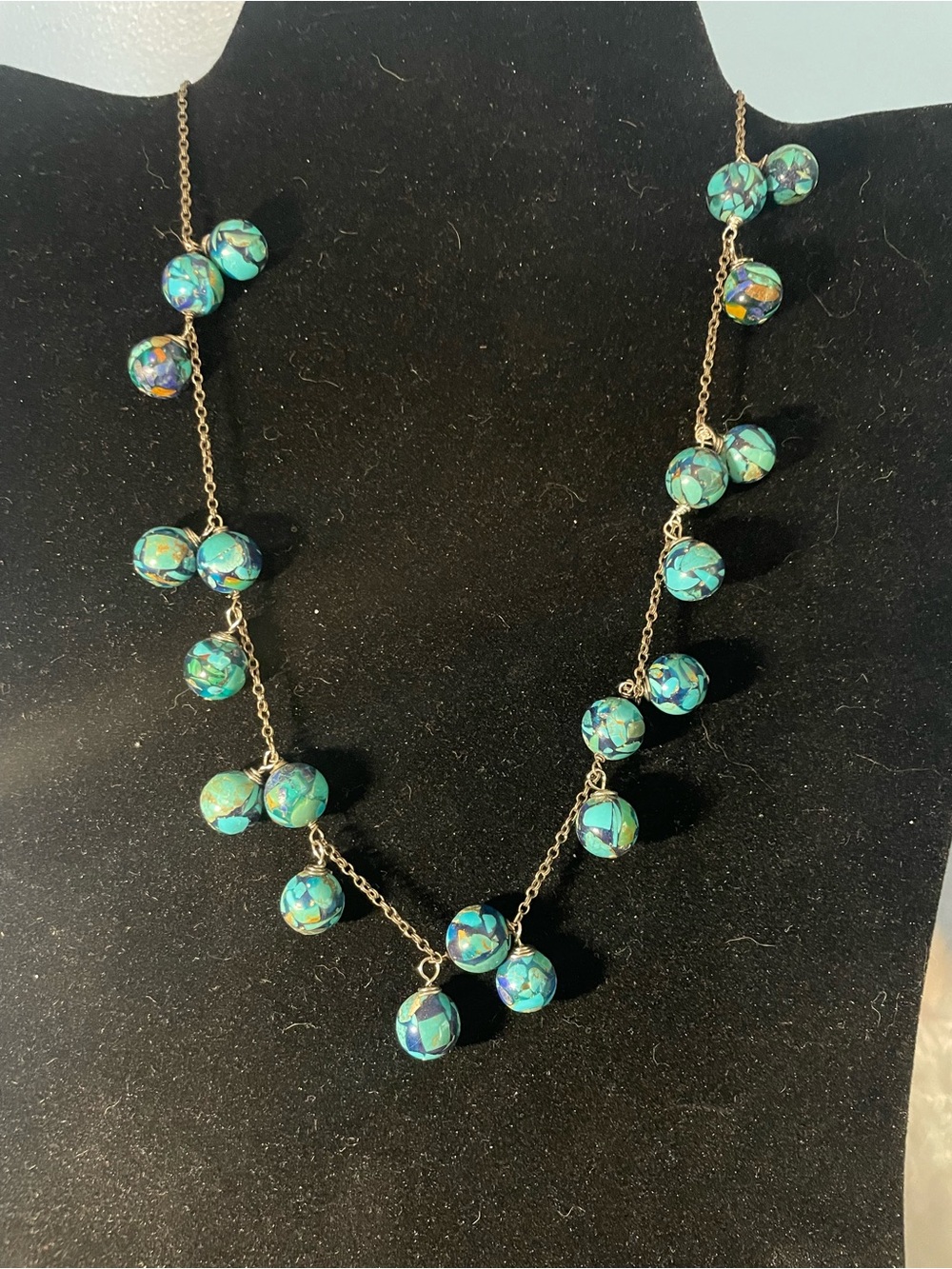 Turquoise Mosaic Bead Necklace - Women Jewelry